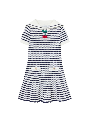 Pointelle-Strickkleid mit Matrosenkragen