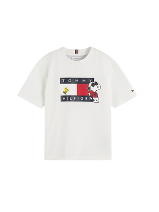 T-Shirt aus Jersey mit Peanuts Flag-Grafik Weiß