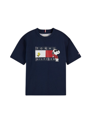 T-Shirt aus Jersey mit Peanuts® Flag-Grafik Dark Blue