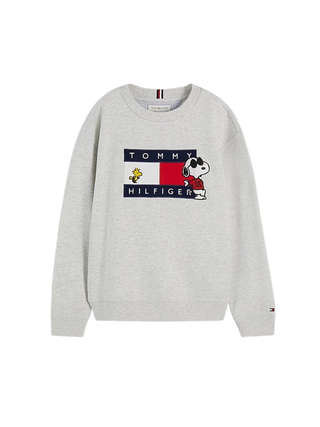 Pullover mit Peanuts® Flag-Grafik-Stickerei Heather grey