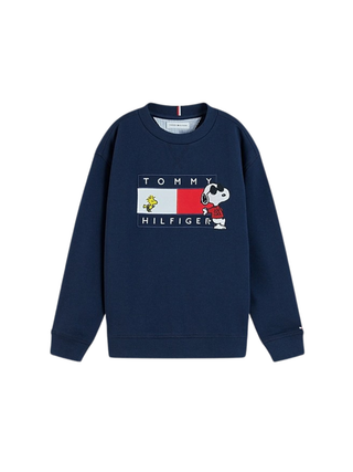 Pullover mit Peanuts® Flag-Grafik-Stickerei Dark Blue