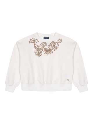 Besticktes Sweatshirt - Creme
