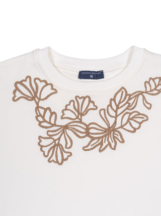 Besticktes Sweatshirt - Creme