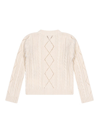 Strickcardigan mit Blumenstickereien - Creme