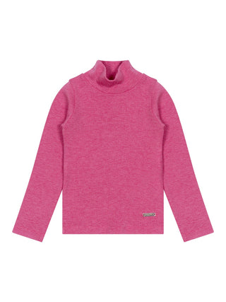 Langarm-Shirt mit Stehkragen und Logo – Rosa