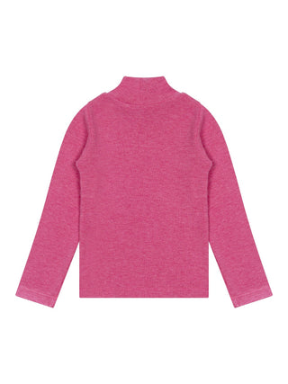 Langarm-Shirt mit Stehkragen und Logo – Rosa