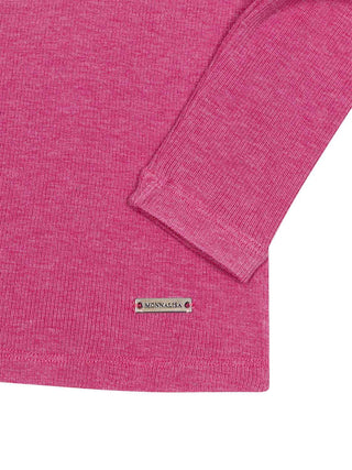 Langarm-Shirt mit Stehkragen und Logo – Rosa