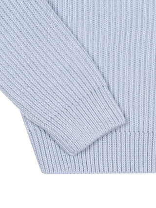 Rippstrickpullover mit Logo – Hellblau