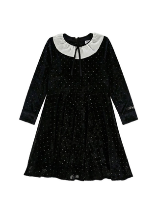 Partykleid aus Chenille mit langen Ärmeln Schwarz