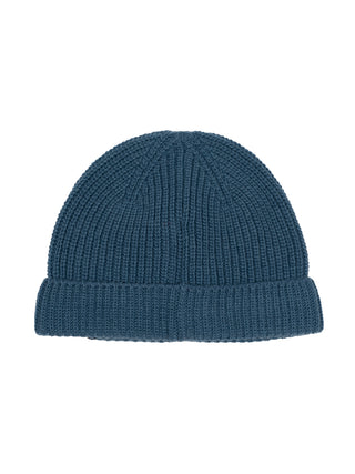 Mütze aus Wolle mit dreifarbigem Besatz – Blau