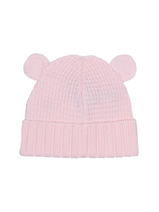 Wollmütze mit Teddybär-Ohren - Rosa