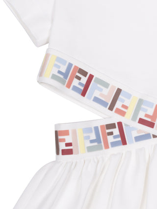 Kleid mit Cut-outs und FF-Logo - Weiß