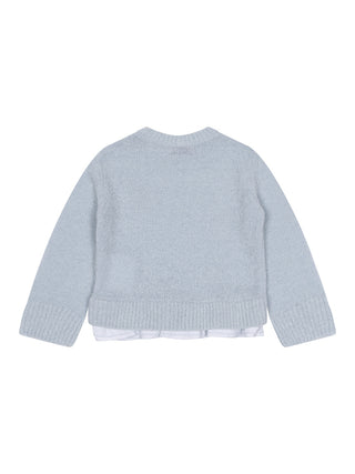 Strickpullover mit Rüschensaum - Hellblau