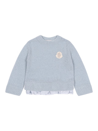 Strickpullover mit Rüschensaum - Hellblau