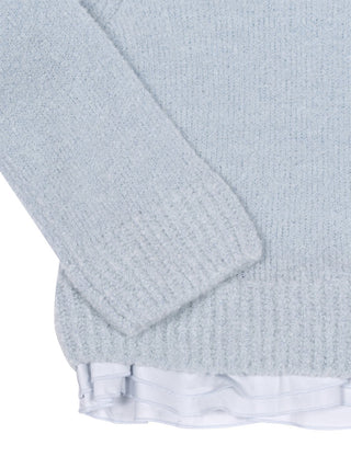 Strickpullover mit Rüschensaum - Hellblau