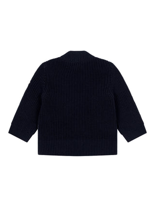 Wattierte Strickjacke aus Wolle - Marine