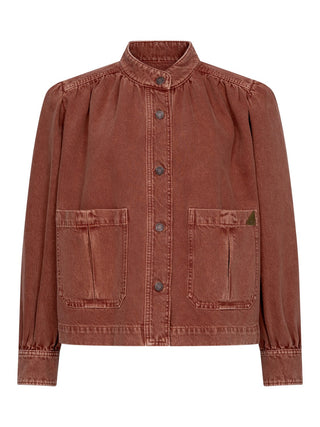 Geraffte Jeansjacke in Crimson