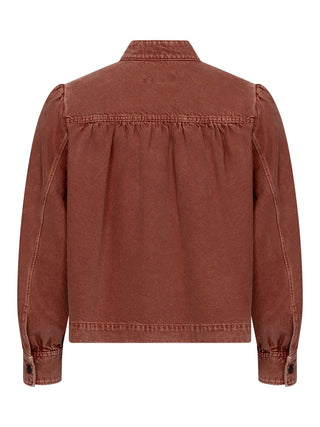 Geraffte Jeansjacke in Crimson