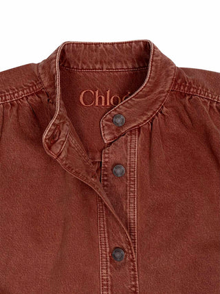 Geraffte Jeansjacke in Crimson
