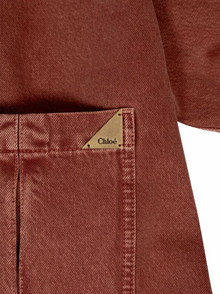 Geraffte Jeansjacke in Crimson