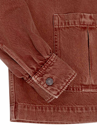 Geraffte Jeansjacke in Crimson