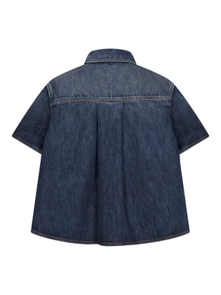 Trapezförmiges Kurzarmhemd aus Denim