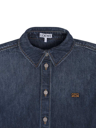 Trapezförmiges Kurzarmhemd aus Denim