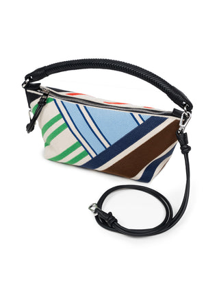 Cala Mini-Tasche aus besticktem Canvas und Kalbsleder