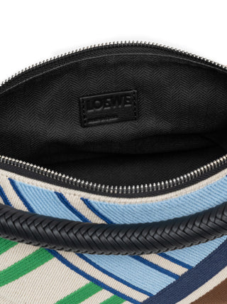 Cala Mini-Tasche aus besticktem Canvas und Kalbsleder