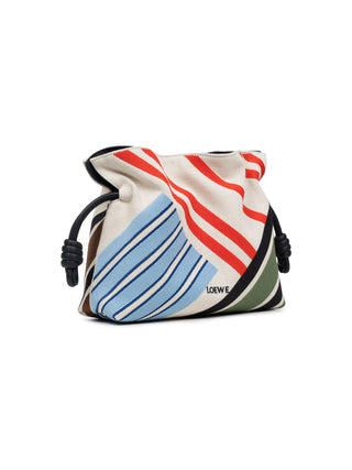 Mittelgroße Flamenco Clutch aus besticktem Canvas