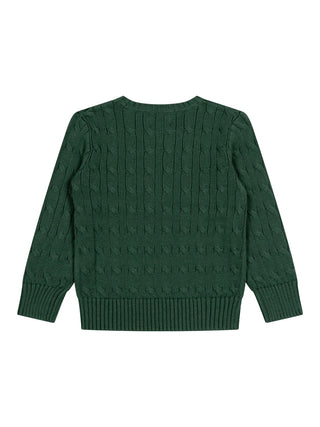 Pullover im Zopfstrick-Design - Grün