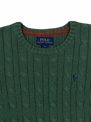 Pullover im Zopfstrick-Design - Grün