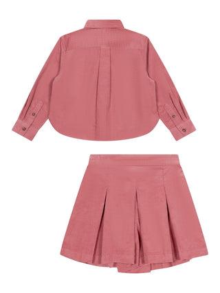 Baumwollcord-Set aus Hemd und Culotte - Rosa