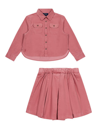 Baumwollcord-Set aus Hemd und Culotte - Rosa