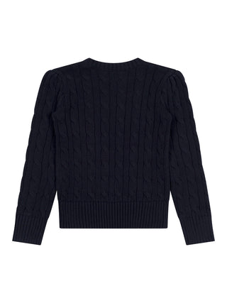 Zopfstrickpullover aus Wolle und Kaschmir - Navy