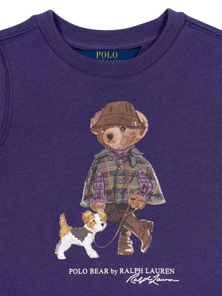Sweatkleid aus Baumwollfleece mit Polo-Bär - Navy