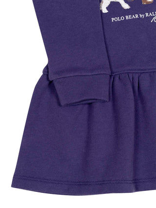 Sweatkleid aus Baumwollfleece mit Polo-Bär - Navy