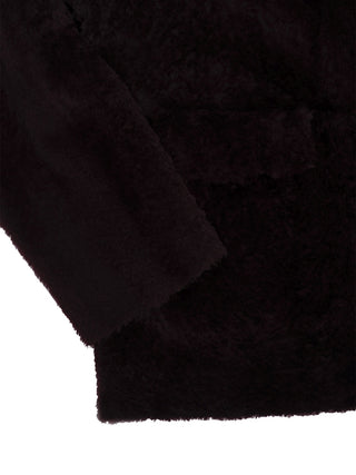 Wendbare Boxy Lammfell-Jacke in Bordeaux