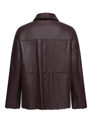 Wendbare Boxy Lammfell-Jacke in Bordeaux