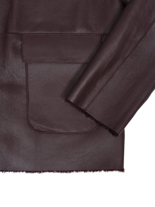 Wendbare Boxy Lammfell-Jacke in Bordeaux