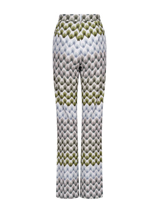 Gerade geschnittene Hose aus Viskose-Lamé mit Spitzenmotiv