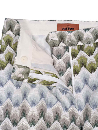 Gerade geschnittene Hose aus Viskose-Lamé mit Spitzenmotiv