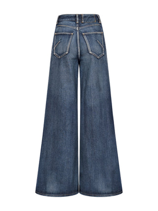 Palazzo Hose in blauem Denim