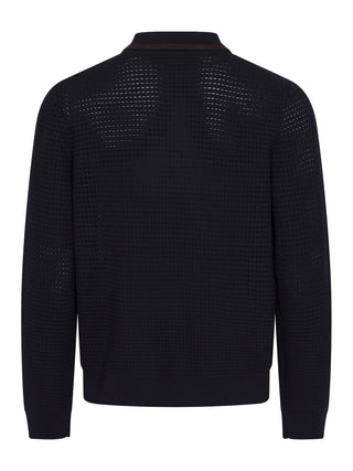 Waffle Stitch Polo mit langem Arm