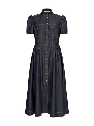 Denim Corset Midi-Kleid