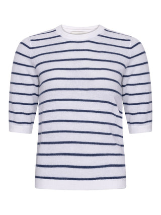 Gestreiftes Strickshirt in Weiß/Blau