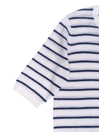 Gestreiftes Strickshirt in Weiß/Blau