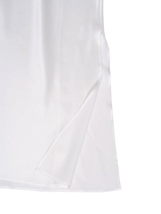 Calista sexy langes Nachthemd aus Seidenchiffon und weißer Spitze