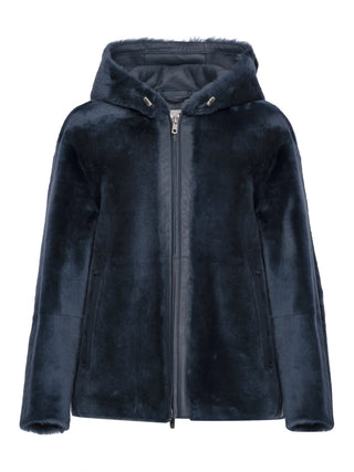 Lammfelljacke mit Kapuze