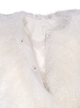 Lammfelljacke mit Rundhals in Weiß